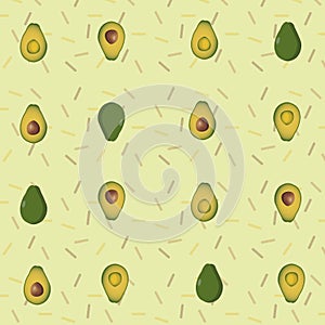 Green avacado pattern on yellow background