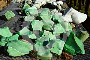 Green aventurine is striking in its solid opacity photo