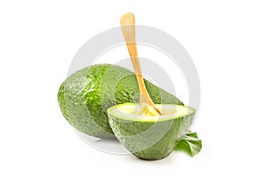 Green avocado isolated on a white background cutout