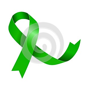 Green Awareness ribbon. Awareness for Glaucoma, Organ Donation