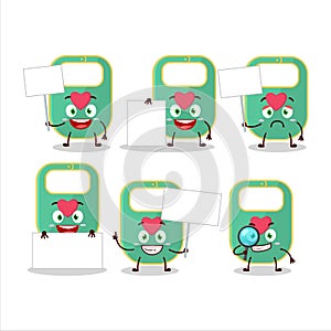 Green baby appron cartoon character bring information board