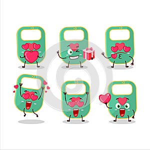 Green baby appron cartoon character with love cute emoticon