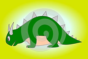 Green baby dinosaur. Cartoon dinosaur vector.