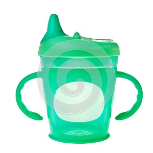 Green baby plastic cup.