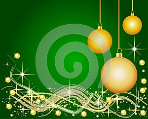 Green Background with Christmas Balls