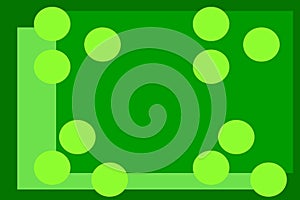 Green background with circles. yellow circles on a green background. Geometric pattern. green background abstraction