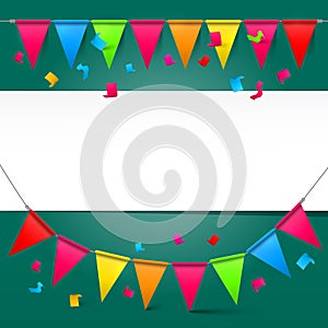 Green Background with Colorful Party Flags