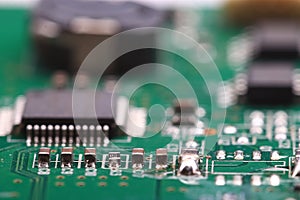 Green background computer chips