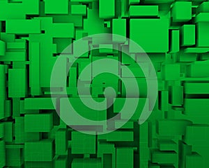 Green background with cubes in perspective