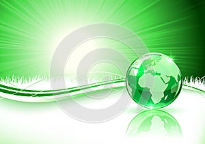 Green background with Earth