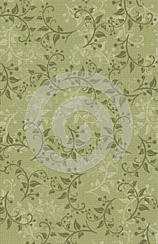 Green background English garden vines Colorful decorative Floral seamless wallpaper