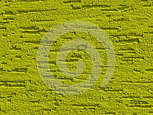 Green background facade plaster . Monolithic plaster decorative backdrop. Single layer scraped cement plaster wallpaper. Sand exte