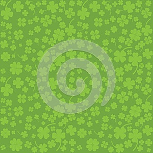 Green background with four leaf clovers, St. Patri