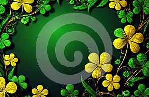 Green background with gold and green shamrocks