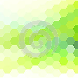 Green background with Hexagon Mosaic. Vector bright wallpaper with juicy colors - Symbol of Eco and Natural.