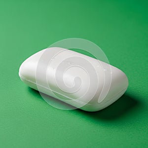 Green background highlights the soap emphasizing its clean and simple