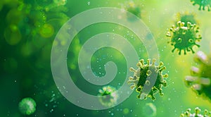 A green background with many coronaviruses photo