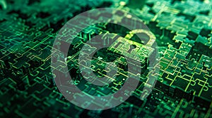 A green background with a padlock in the middle