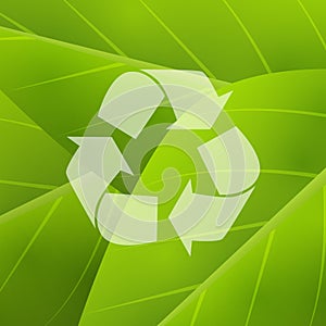 Green background with recycling symbol