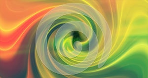 Green background of twisted swirling energy magical glowing light lines abstract