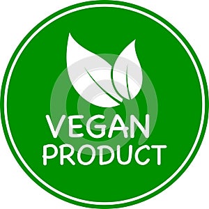 Green background Vegan product vector logo or icon