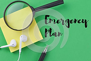 Green background written with text EMERGENCY PLAN