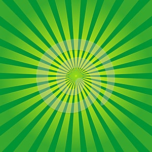 Green background with yellow rays. Sun burst and starburst. Retro texture with light sunburst. Abstract pattern with sunlight. Art