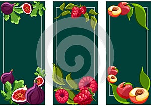 Green backgrounds with tropical fruits.