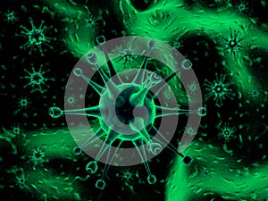 Green bacterias of coronavirus- 3d rendering