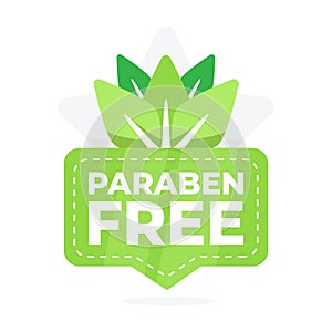 Green badge with a leaf motif representing products that are free from parabens