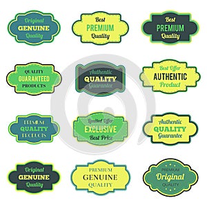 Green badges and labels set.  Retro badges for your design. Vector illustration.