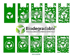 Green bag concept or biodegradable plastic, compostable and recycleable   concept.