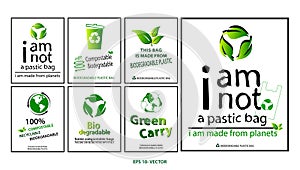 Green bag concept or biodegradable plastic, compostable and recycleable   concept. photo