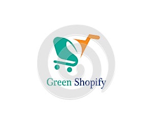 Green bag online shop vector logo design