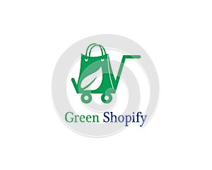 Green bag online shop vector logo design