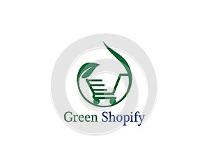 Green bag online shop vector logo design