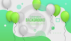 Green ballon celebration background for birhtday party, graduation, celebration event and holiday