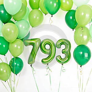 Green balloons frame isolated on white photo