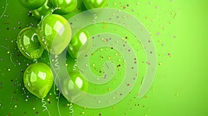 Green balloons composition background - Celebration design