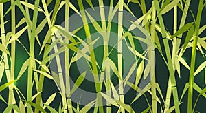 Green bamboo leaves horizontal pattern