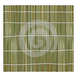 Green bamboo mat background for making sushi. Top view. Realistic texture makisu or curtain. Vector illustration.