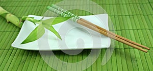 Green Bamboo Shoot and Chopsticks