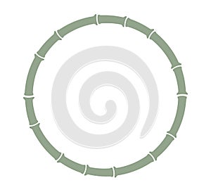 Green bamboo stalk circle frame. Natural round text box. Bamboo branch border. Blank frame template. Vector illustration