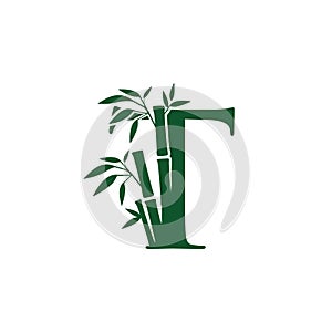 Green Bamboo T Letter Logo