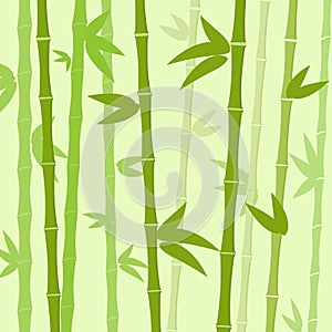 Green Bamboo Tree Leaves Background Flat Vector