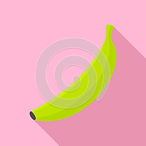 Green banana icon, flat style