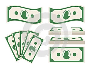 Green banknotes set