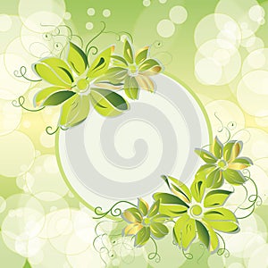 Green banner with flowers