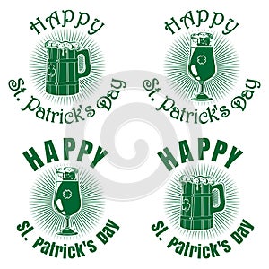 Green banners set with beer for St. Patricks Day