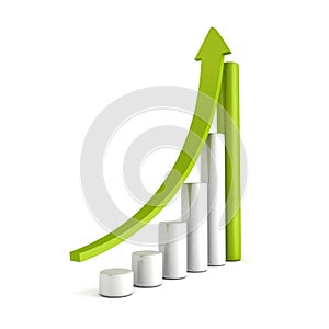 Green Bar Chart Business Growth With Rising Up Arrow